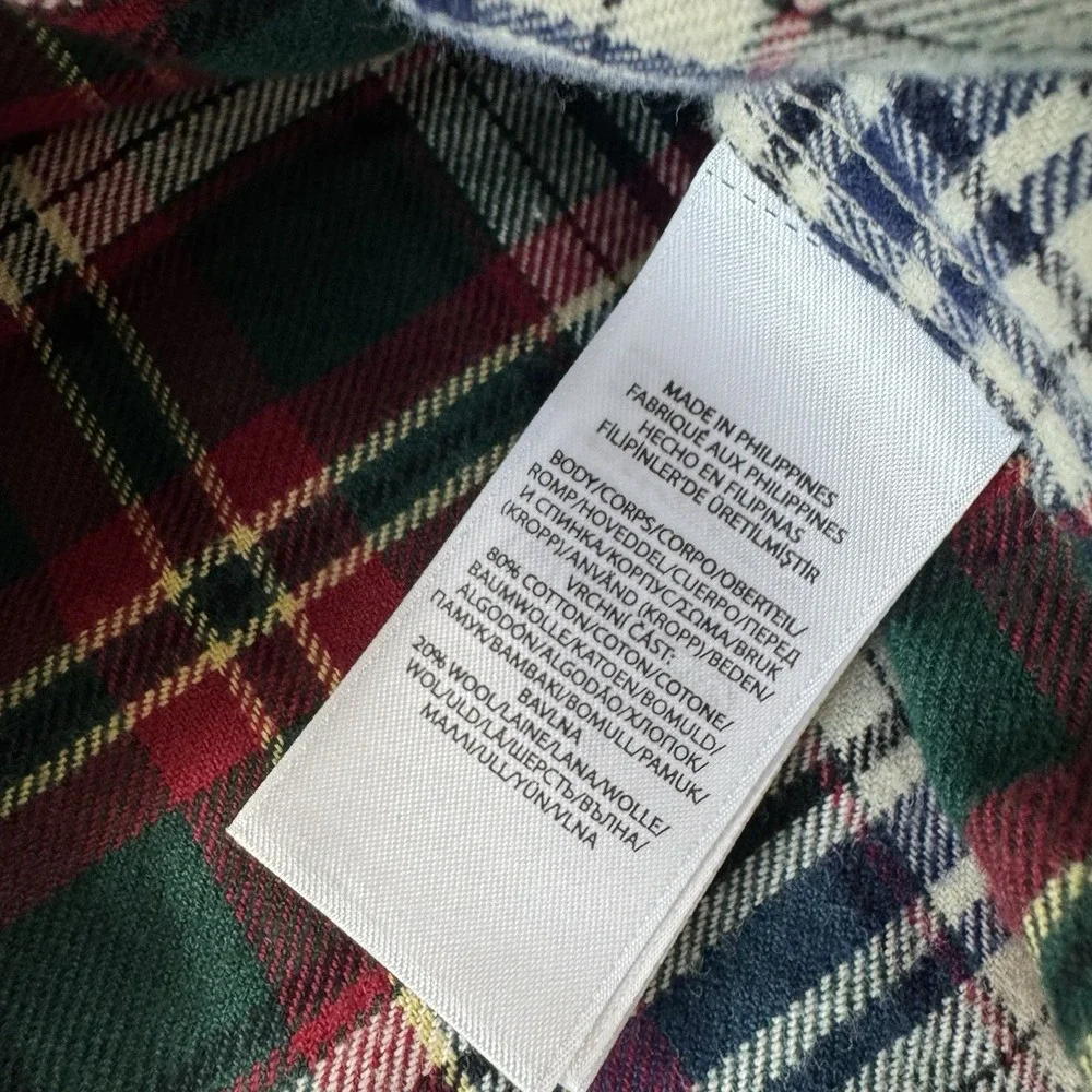 Polo Ralph Lauren Red White Green Dual Pocket Current Flannel Button Front M
